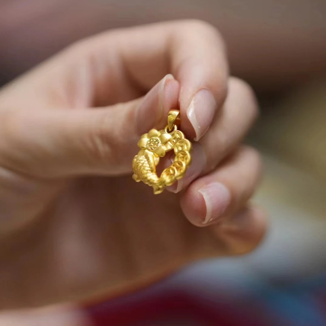 【巧玲专属】足金999锦鲤钱币吊坠 好运连连 时尚百搭
