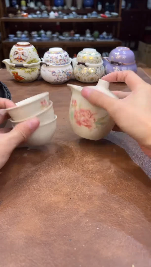 真的很便宜超好看会开片的旅行茶具