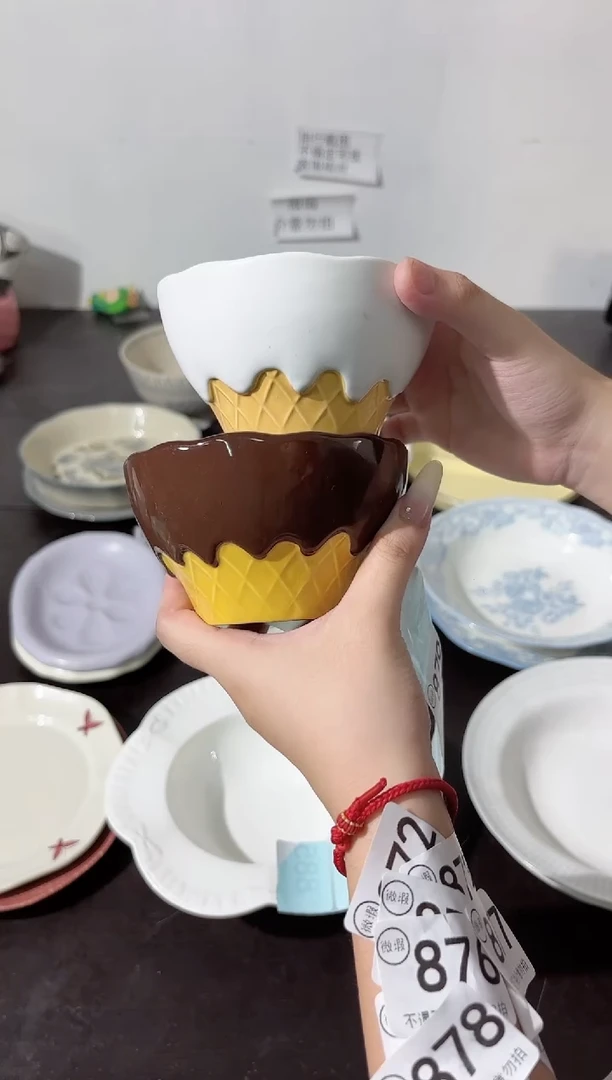 陶直播微瑕黑+白巧米饭碗