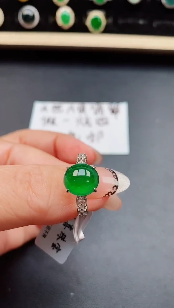 翡翠戒指银S925镶嵌5085