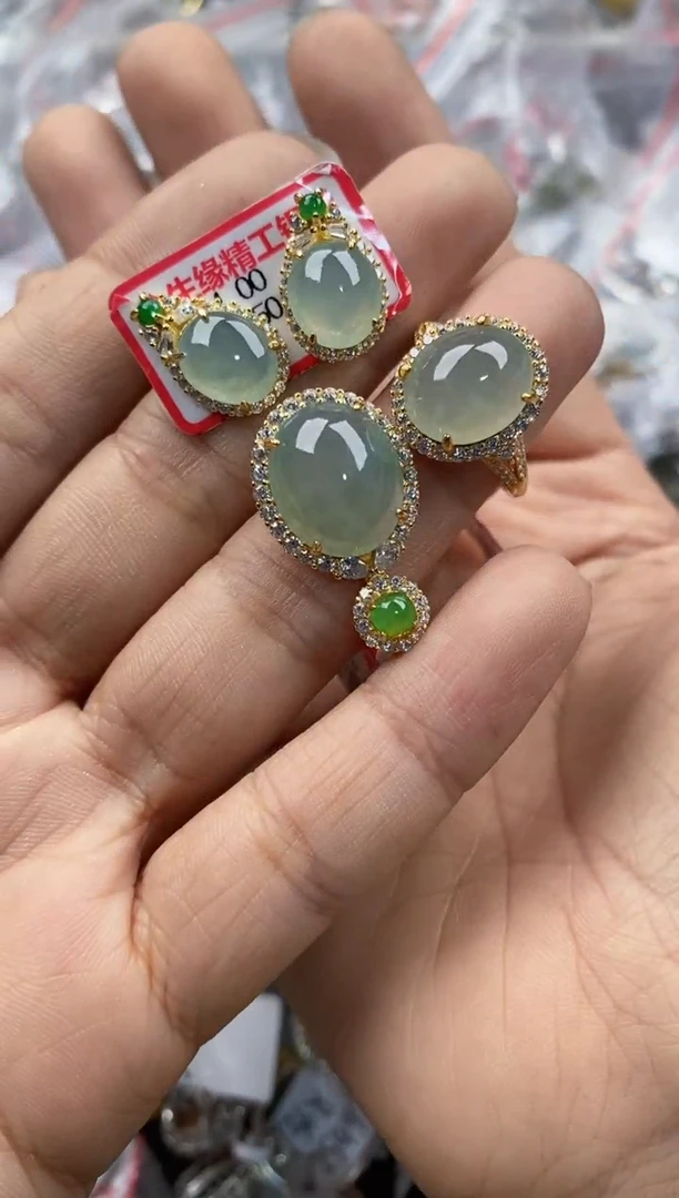 银S925镶嵌戒指翡翠3333----4