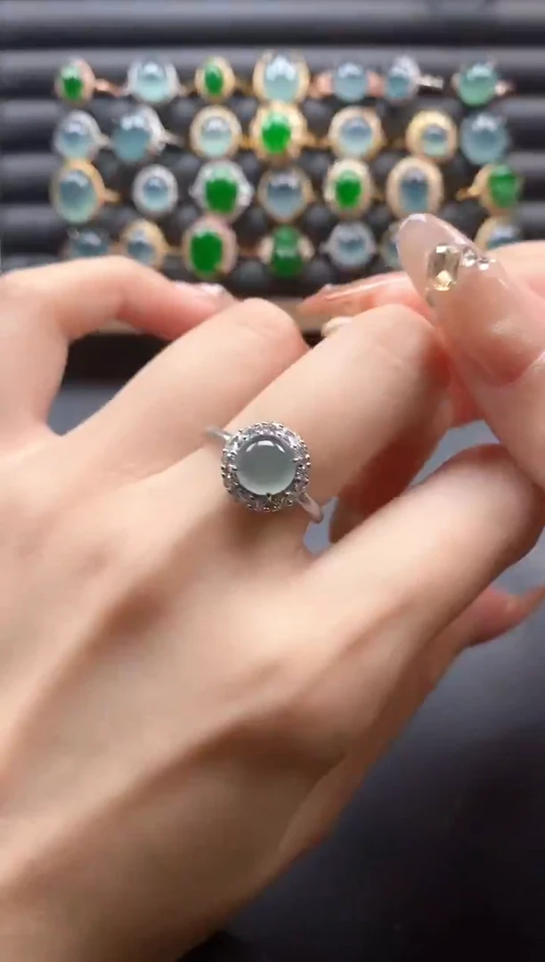 银S925镶嵌戒指翡翠51151