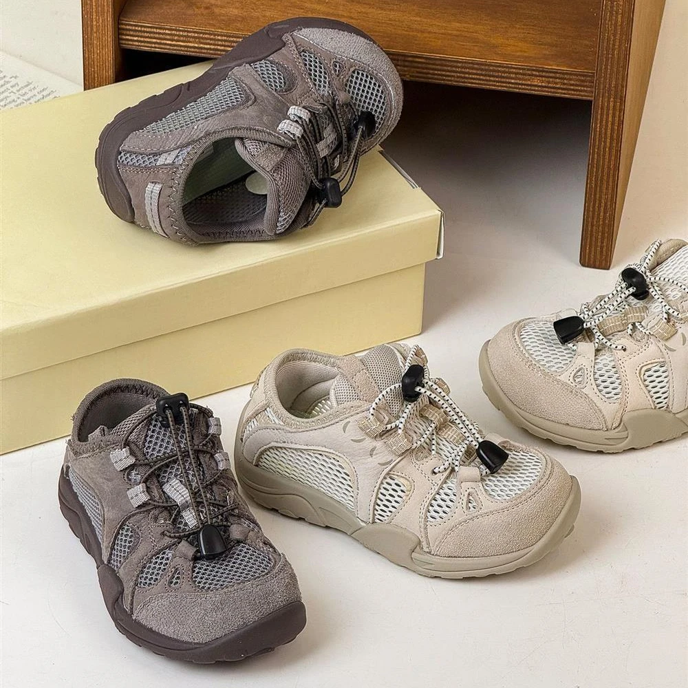 2025跑步户外软底女男童休闲老爹网鞋夏季新爆款儿童透气运动鞋潮