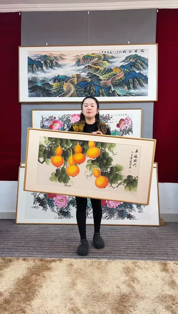国画手绘葫芦122*62尺寸