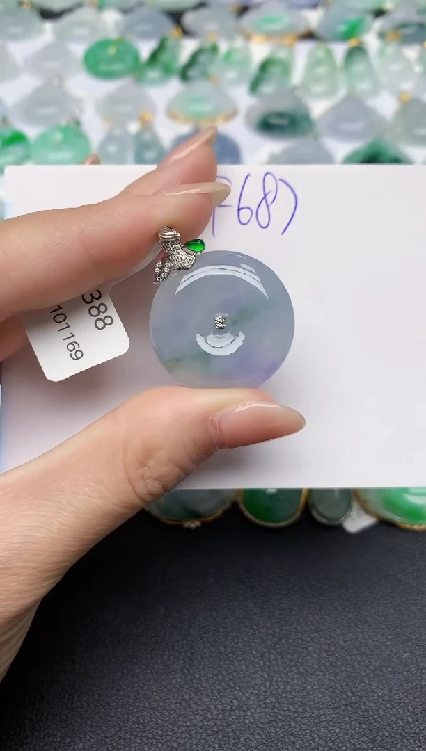 颈饰18K金镶嵌翡翠天然缅甸A货翡翠百元以上9元证书费自理