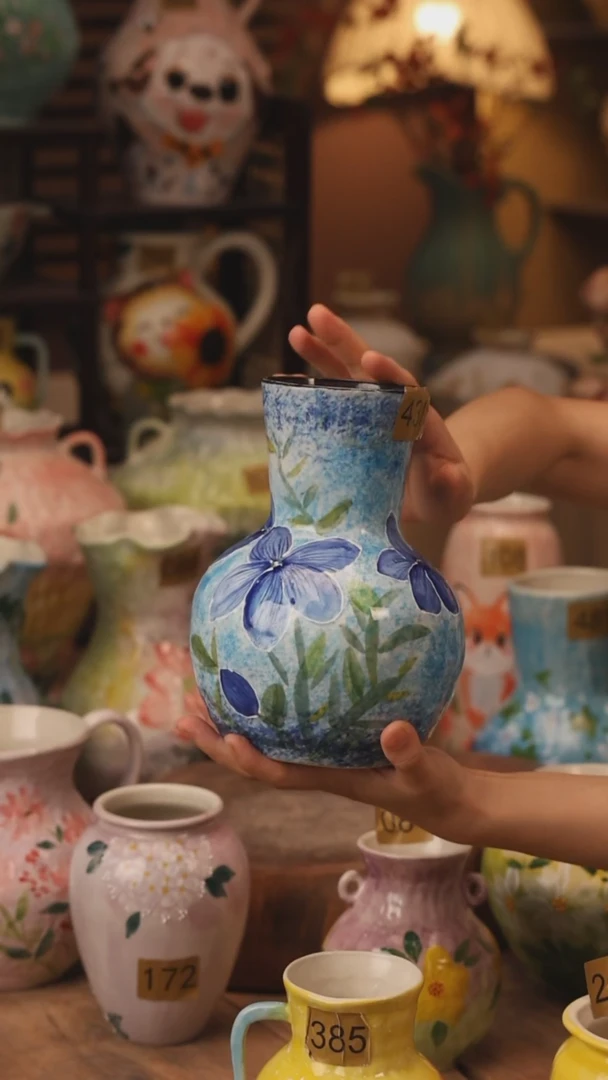 陶瓷431景德镇设计师手作花器摆件侘寂风