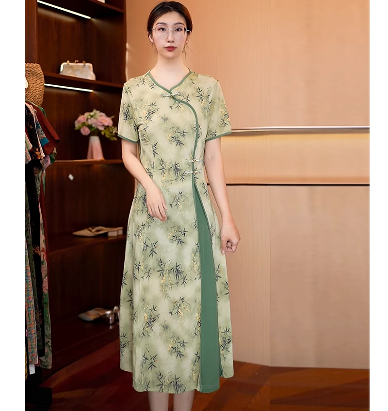 【竹报平安-绿】新款显白遮肉连衣裙U1