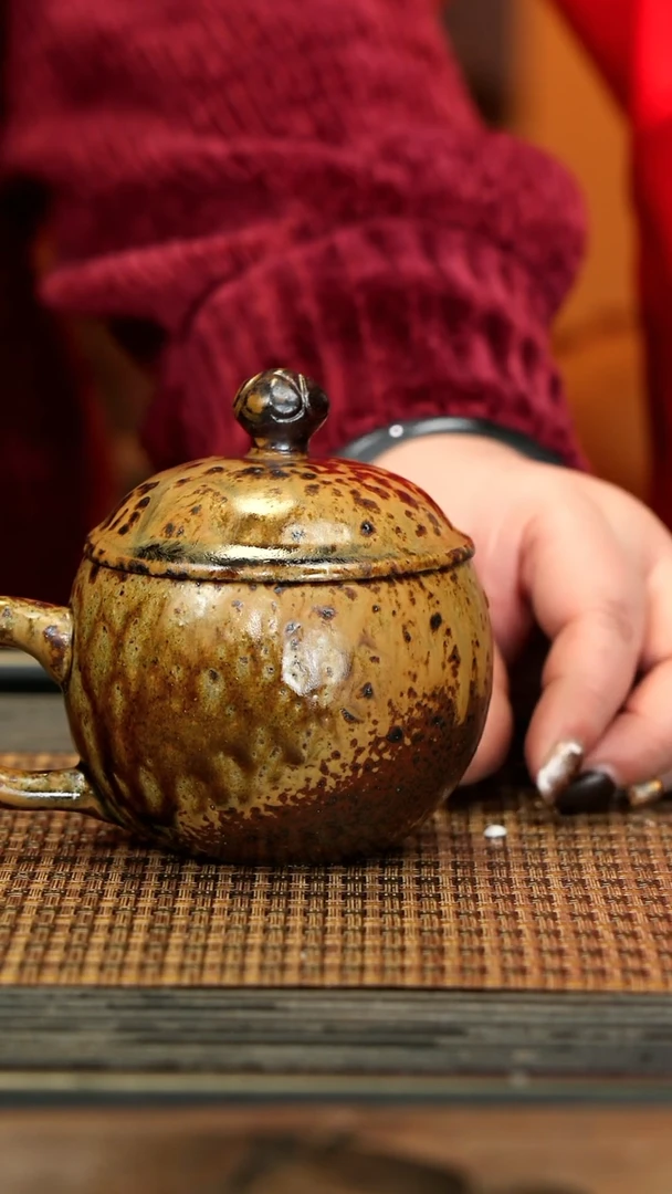 【闪购商品】紫砂茶壶GFY37沉香木柴烧 圆盖杯