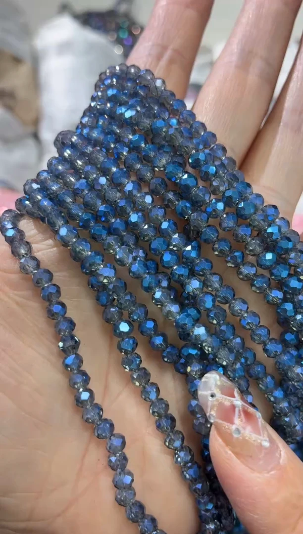 玻璃1736卡4水晶扁10条高温透色梦幻蓝