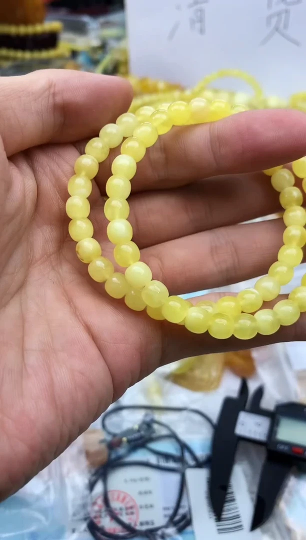 裸石蜜蜡未镶嵌手串多样性发其一