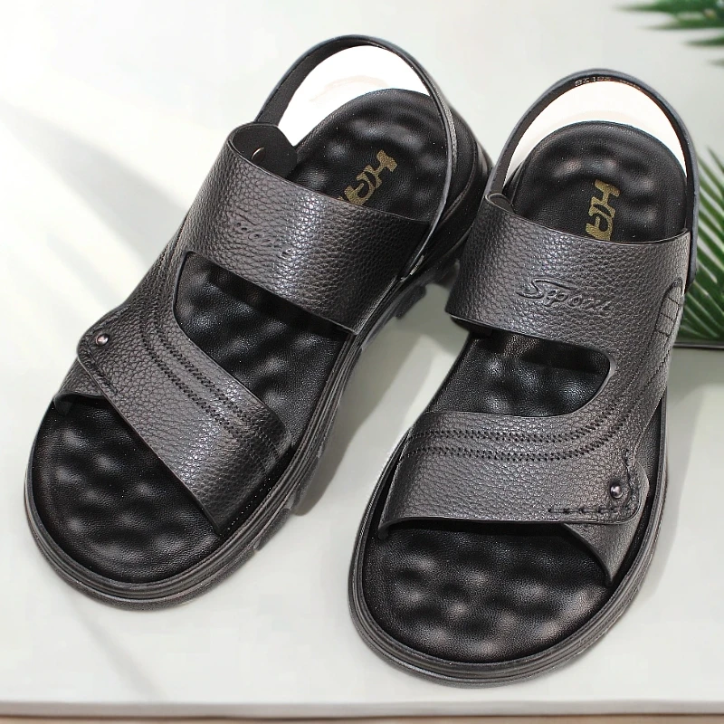 二哥头层牛皮凉鞋男款2025新款爆款正品真皮夏季外穿厚底凉鞋7107