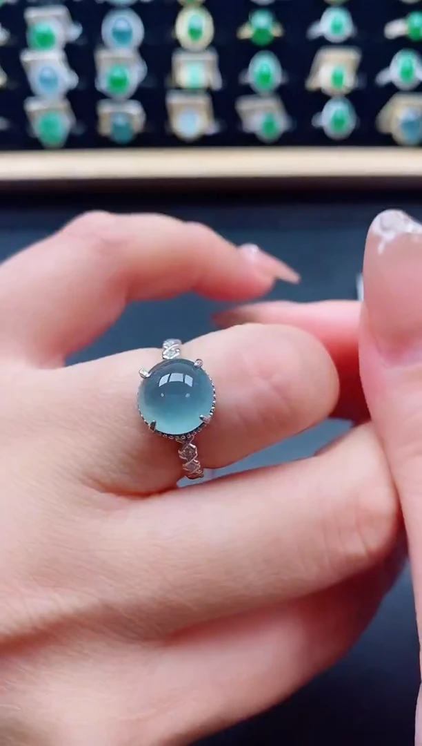 银S925镶嵌戒指翡翠1