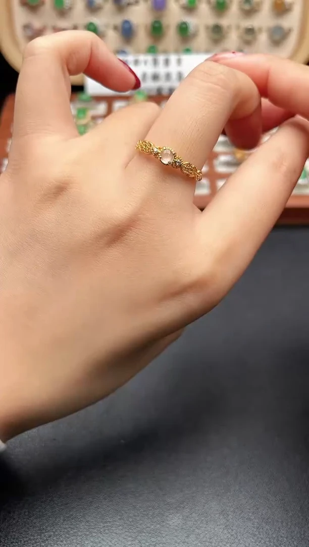 银S925镶嵌戒指翡翠一物一证一礼盒