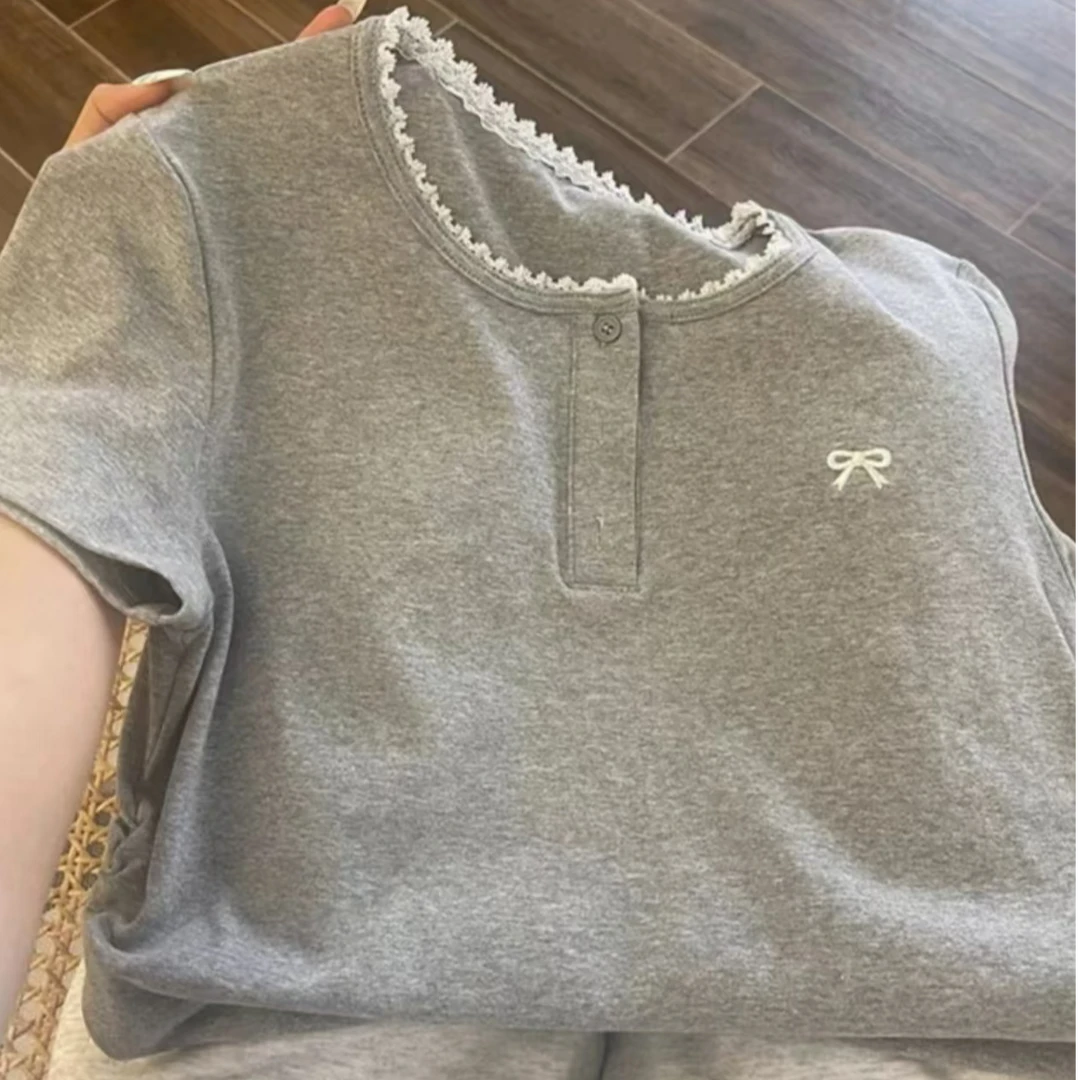 （拍一发三）2025年新款带胸垫睡衣女夏季蝴蝶结短袖短裤长裤三件套