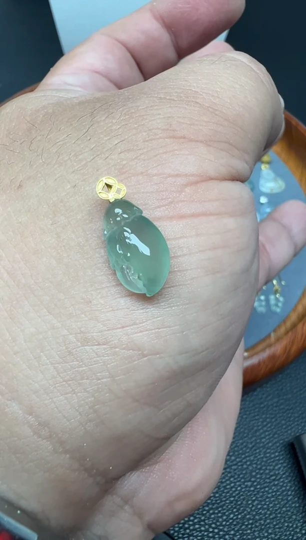 颈饰18K金镶嵌翡翠（27号）纯天然A货缅甸翡翠 蟹爪锁骨吊坠