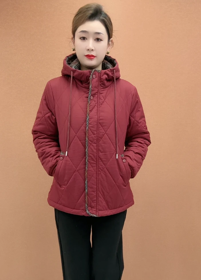 中老年妈妈棉服连帽宽松不起球冬季加绒加厚休闲保暖棉衣女装新款