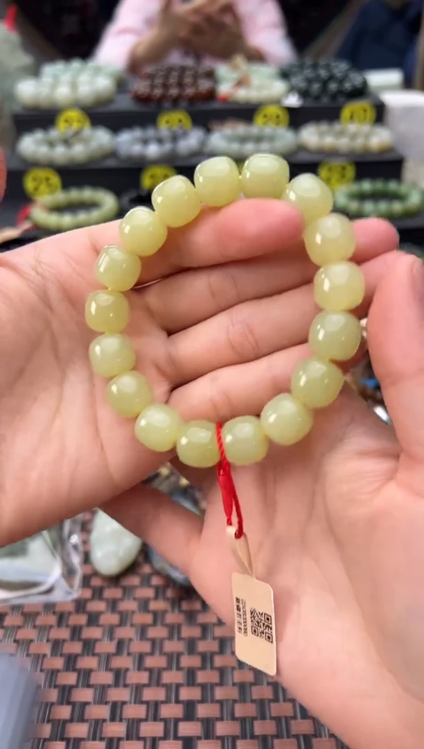 未镶嵌手串和田玉黄口老型珠手串卡11*12
