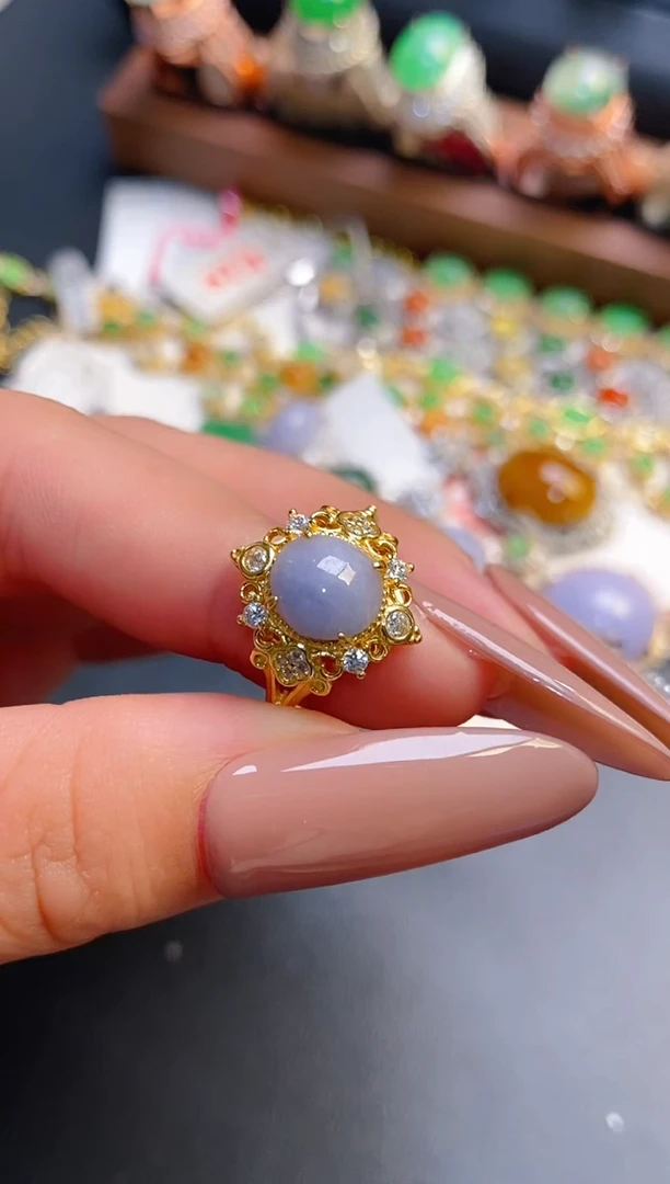 银S925镶嵌戒指翡翠天然