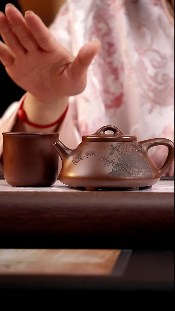 茶壶紫砂邵氏革紫泥平盖石瓢220cc