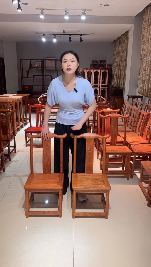 花梨木类家具坐高34小巴花小官帽一对打蜡