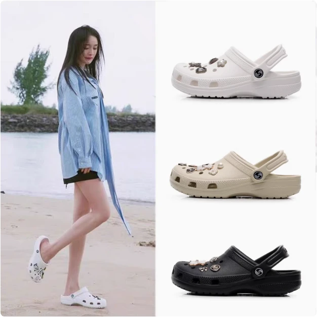 明星款增高2.1CM 2025新款防滑洞洞鞋踩屎感防臭凉鞋拖鞋沙滩女鞋