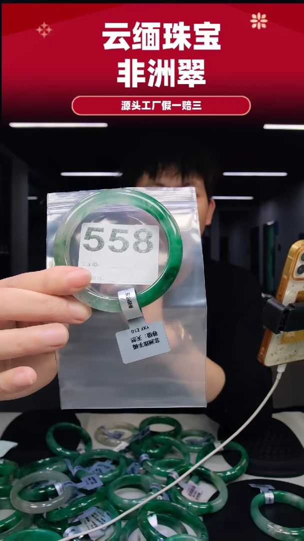 未镶嵌手镯石英质玉（非洲翠）6162圈口558