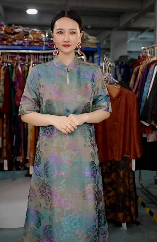 0070新款中式国风提花连衣裙显瘦宽松裙子少女中国风