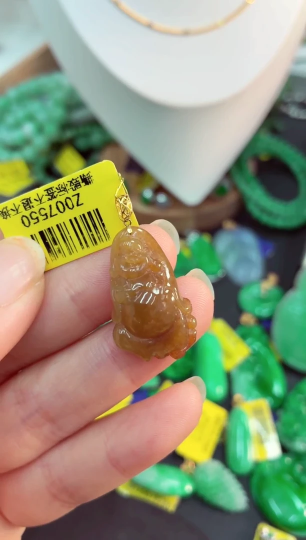 吊坠(不含链)18K金镶嵌翡翠挂件