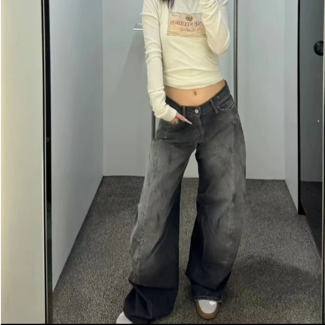 未使用 Acne studio SS25泼墨宽松低腰阔腿超长弯刀裤