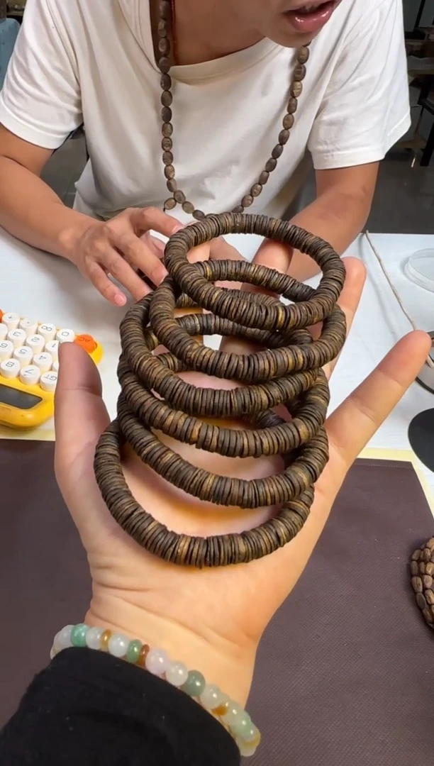 手串沉香沉水浮海南绿棋沉香西瓜叶片珠单圈8mm8g+多样性发1