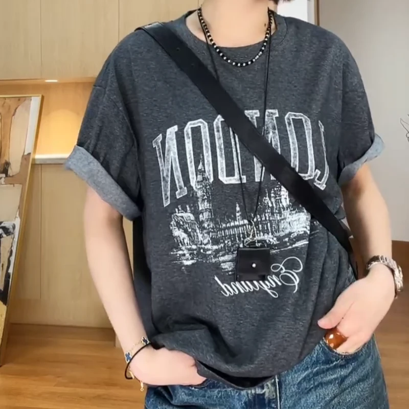 2025夏季新款【伦敦街】小众设计修身百搭字母T恤LK2504250