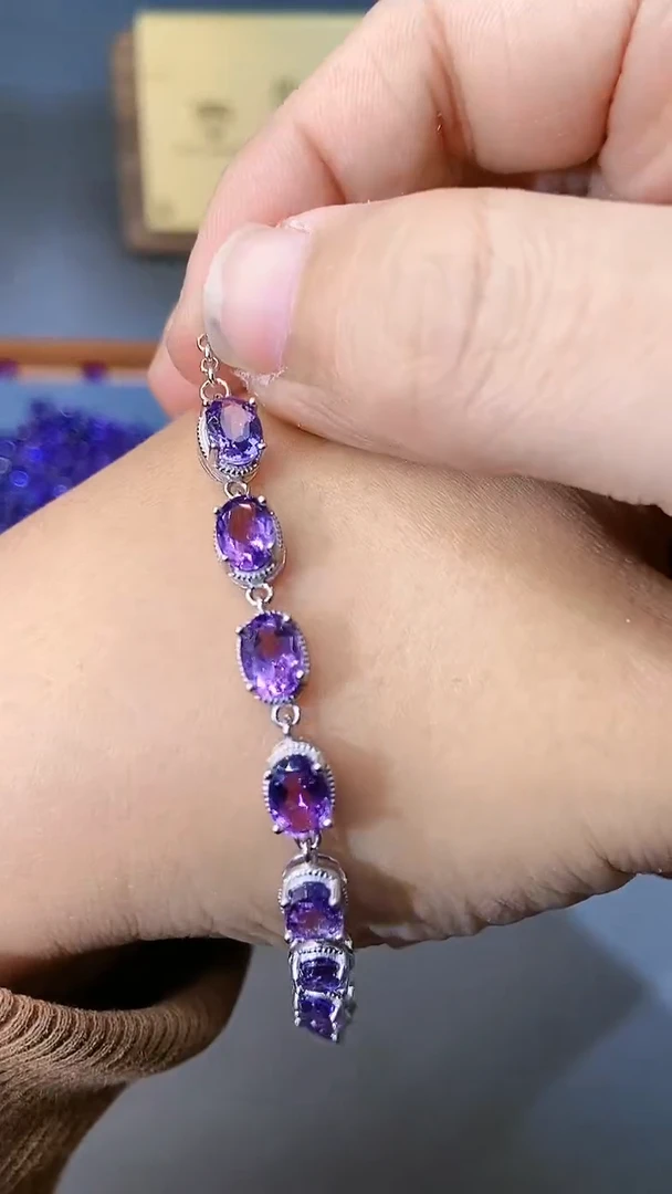 【闪购商品】紫晶手链银S925镶嵌1545