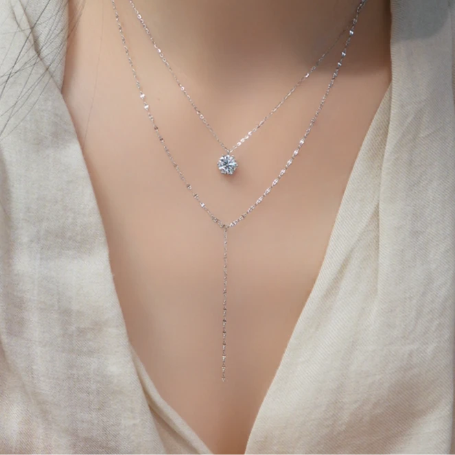 坠链均925银莫桑石 轻奢气质项链 F666