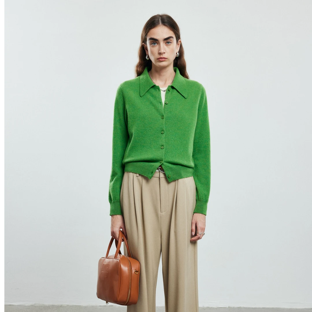 帕罗100%山羊绒翻领时尚羊绒开衫ET2F8367R