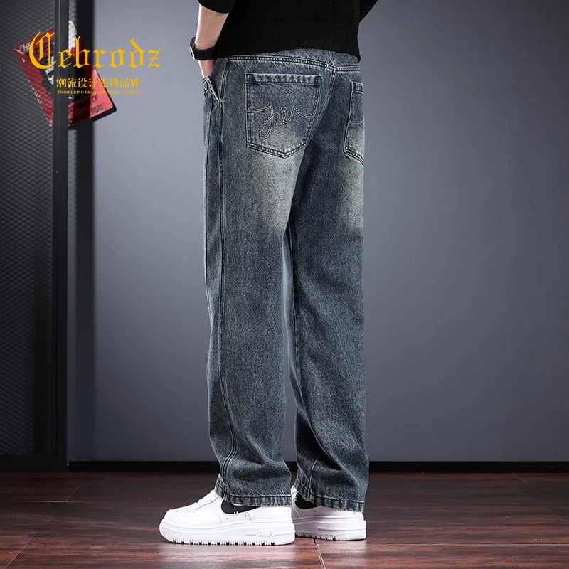 法国Cebrodz牛仔裤2025秋新款宽松直筒潮牌美式复古水洗休闲百搭
