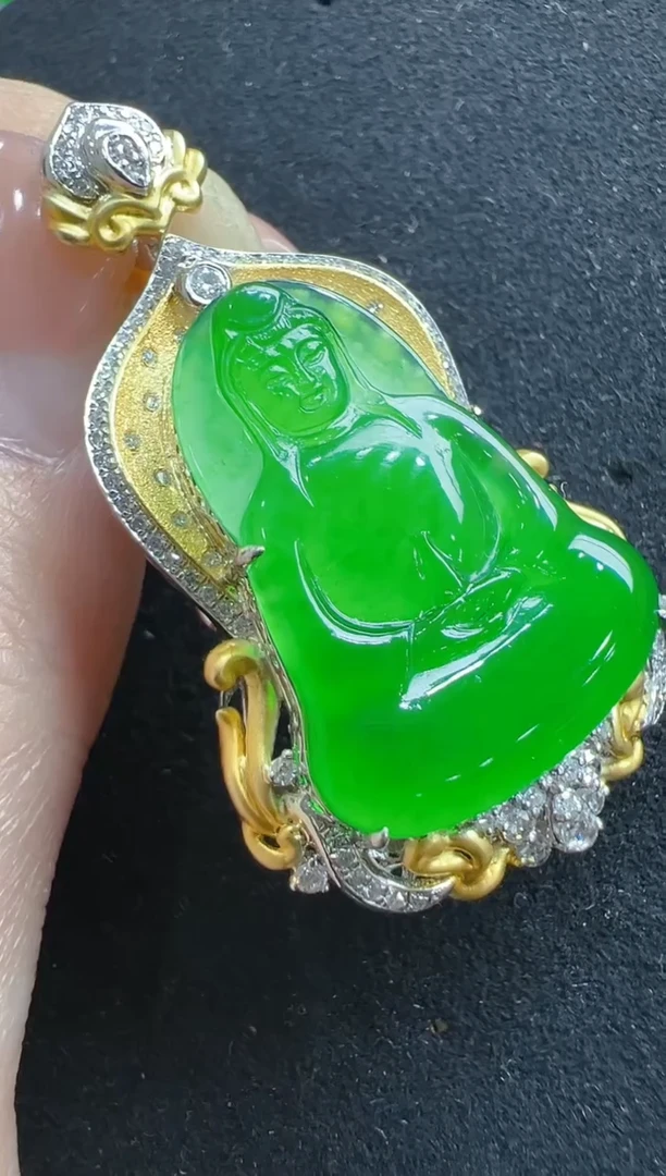 【闪购商品】翡翠吊坠(不含链)18K金镶嵌多样性发货拍一发一