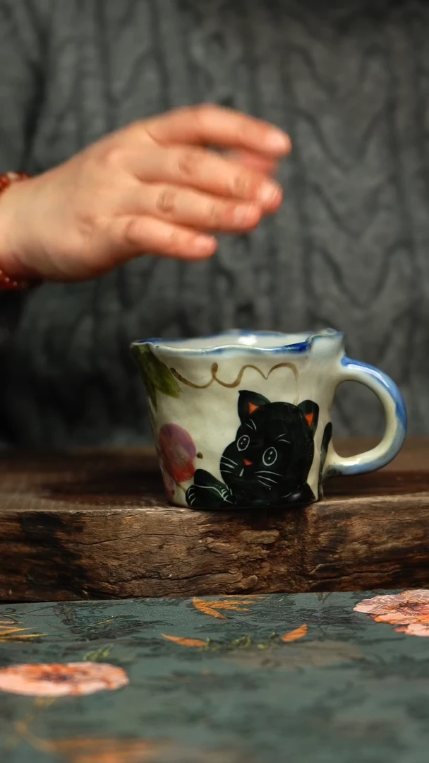 【闪购商品】杯釉下彩手工手绘同款陶器