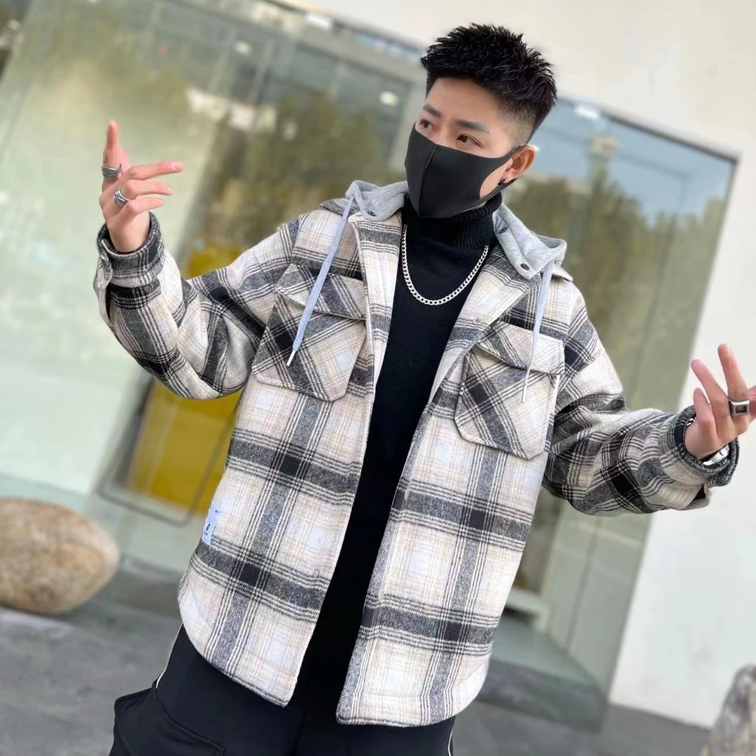 【连帽可拆 衬衫加厚外套】冬季衬衫连帽轻奢时尚百搭外套-91079