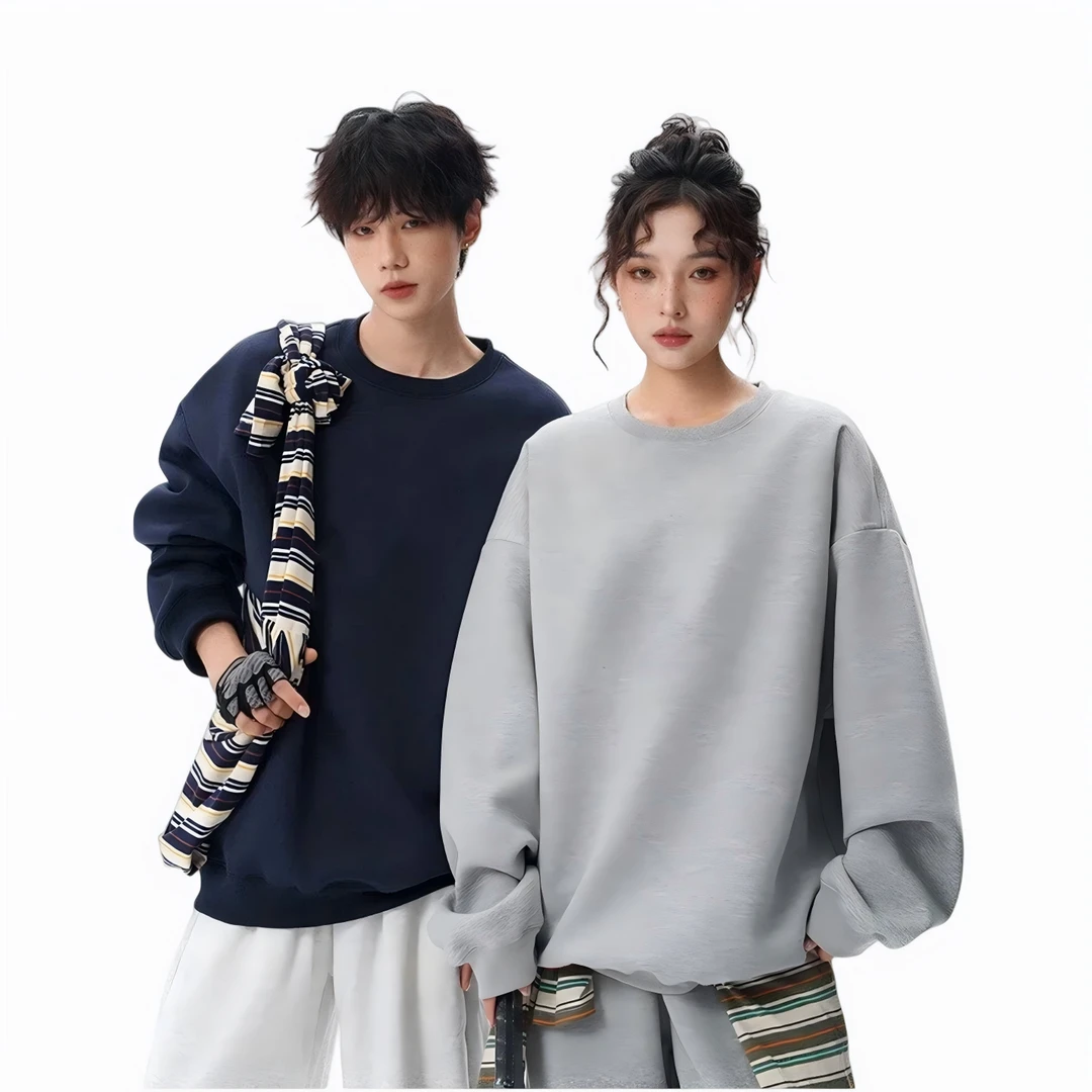 【现货-福利】潮牌纯色华棉420克圆领卫衣男女同款秋冬季卫衣WY07