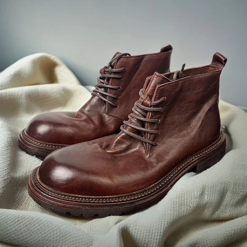 小白新款沙漠男靴复古厚底高帮秋冬高帮英伦风时尚男士百搭
