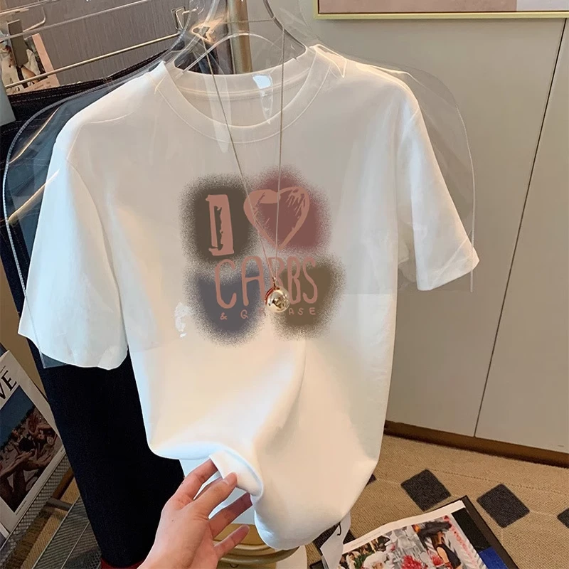 正肩磨毛短袖t恤女韩版宽松休闲百搭上衣加厚新款体恤内搭打底衫