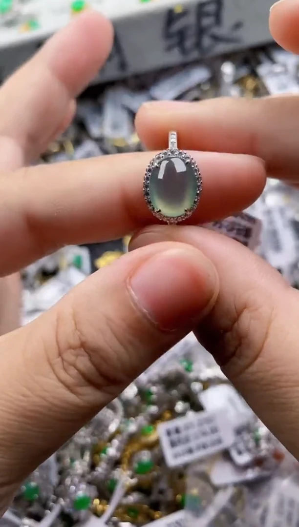 翡翠戒指银S925镶嵌111      10
