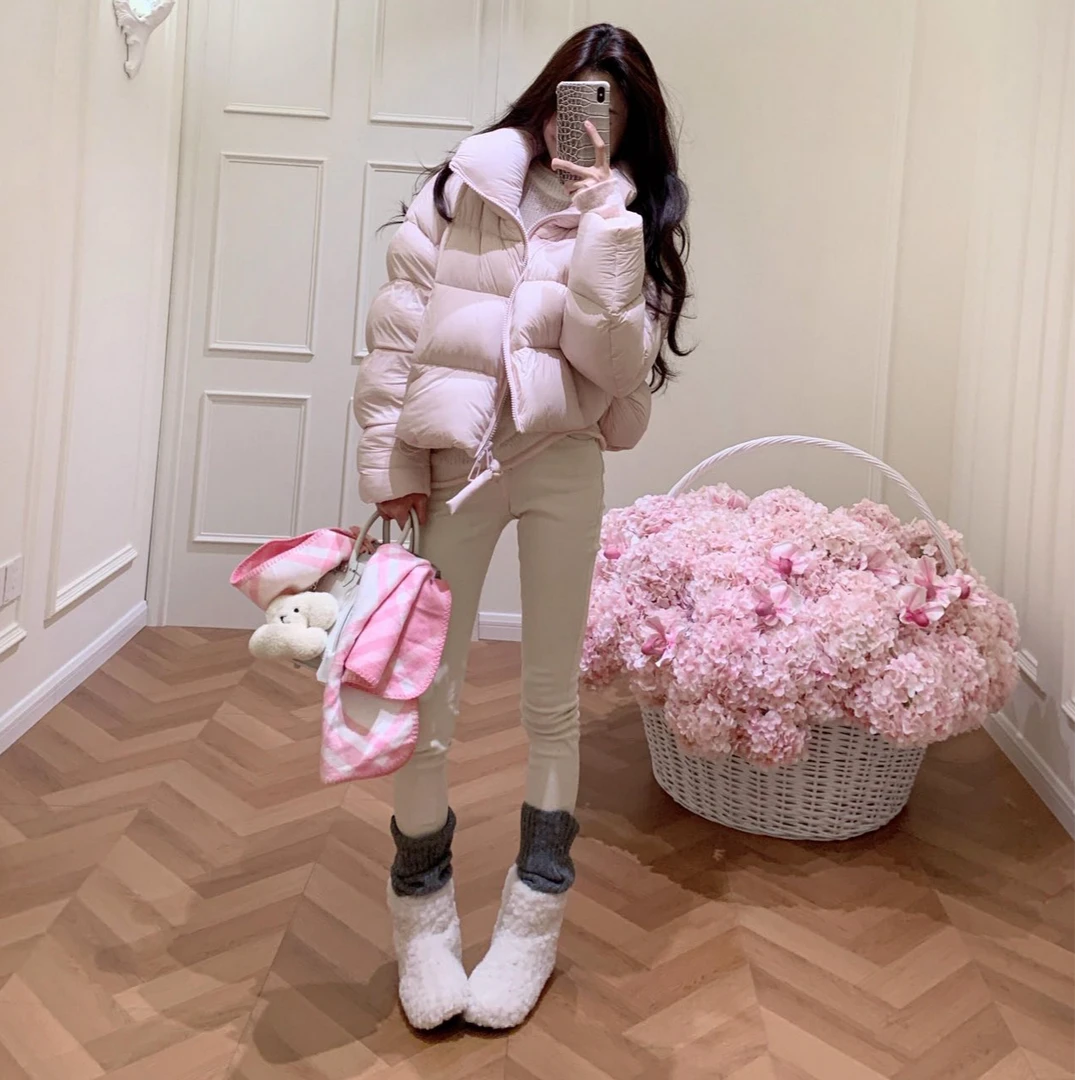 气质显瘦保暖短款棉服外套女秋冬季2025新款设计感百搭打底长裤子