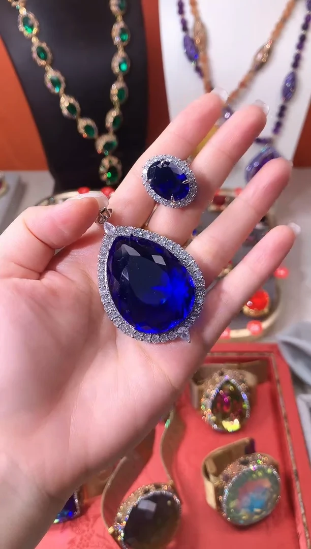 纯铜大理石单蓝色吊坠