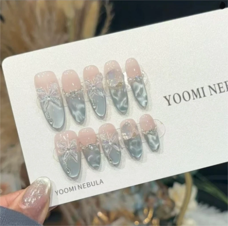 【水波纹】纯手工穿戴甲纯欲猫眼美甲贴片美甲穿戴甲片