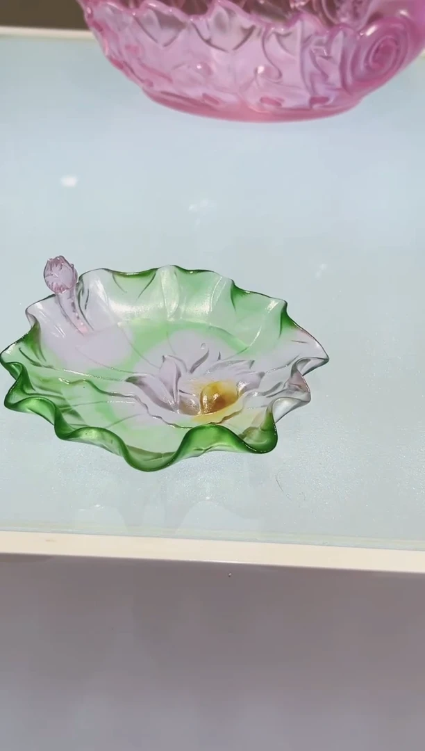 手工艺品琉璃古法琉璃小号荷花果盘