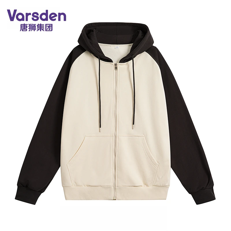 唐狮集团Varsden时尚开衫长袖卫衣男春季款美式潮牌男生连帽外套