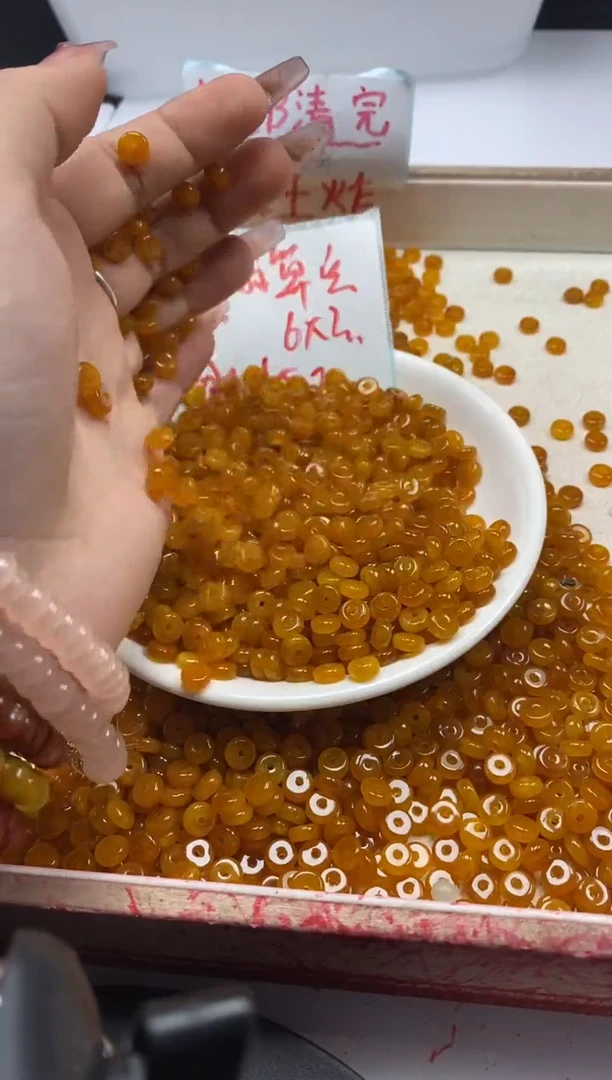 【闪购商品】翡翠颈饰未镶嵌w2295冰黄翡算盘6*3mm*30颗