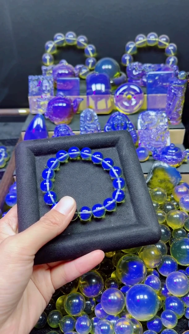 多米尼加净水蓝手串12m手串