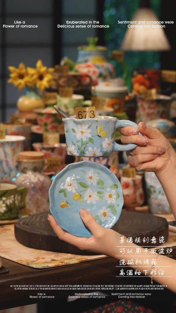 陶瓷673景德镇高温釉下彩绘设计师款式